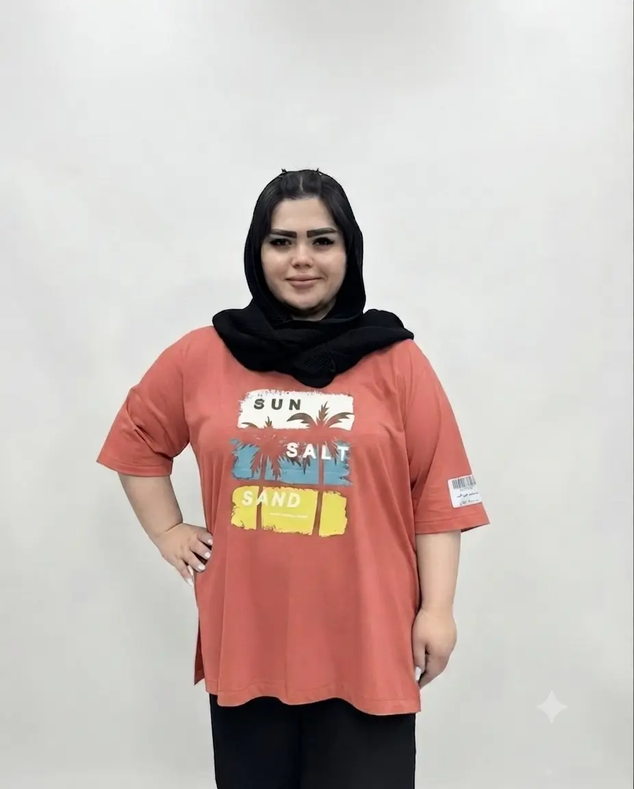تیشرت سایز بزرگ زنانه طرح نخل